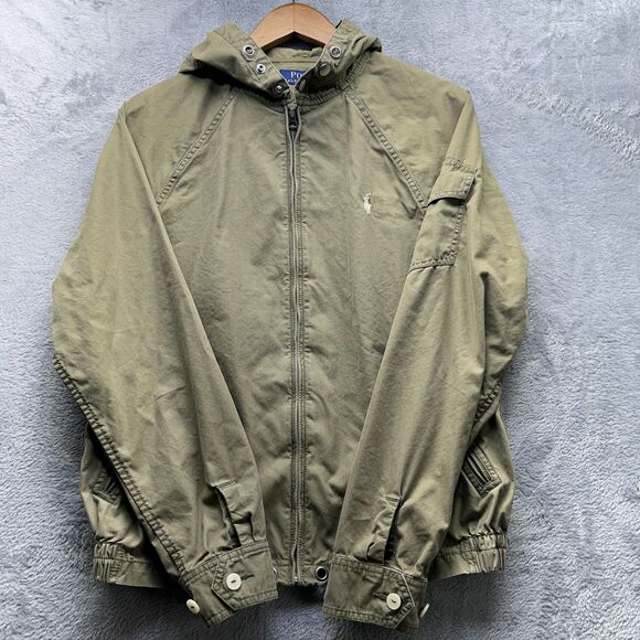 Polo Ralph Lauren Jacket Mens Small Green Hooded Cotton Nylon Zip Vent Field - Picture 5 of 14